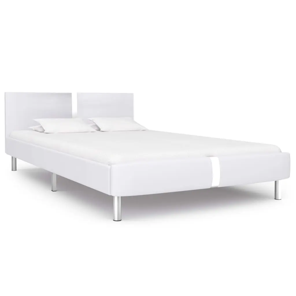 vidaXL Bed Frame White Faux Leather King
