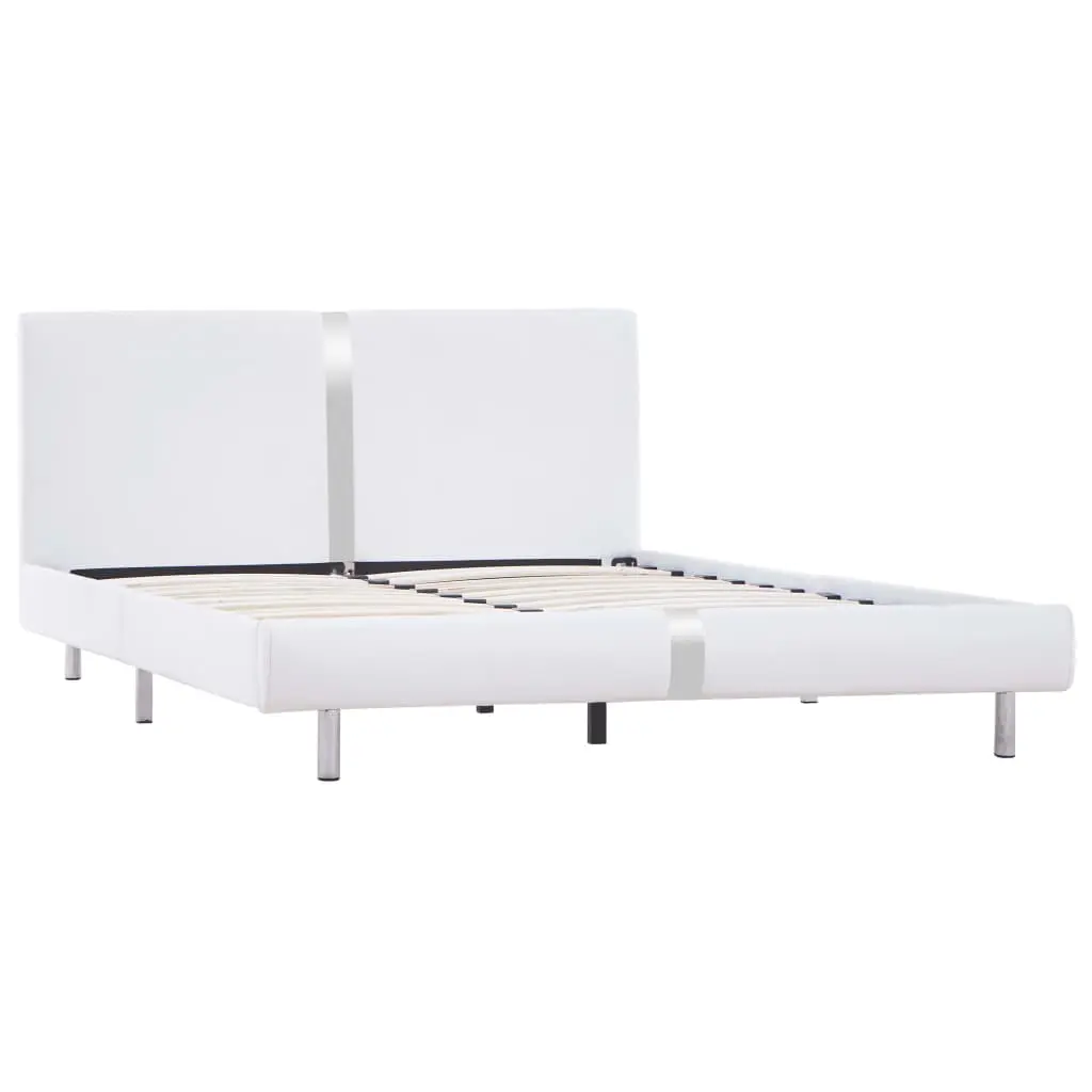 vidaXL Bed Frame White Faux Leather King