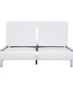 vidaXL Bed Frame White Faux Leather King