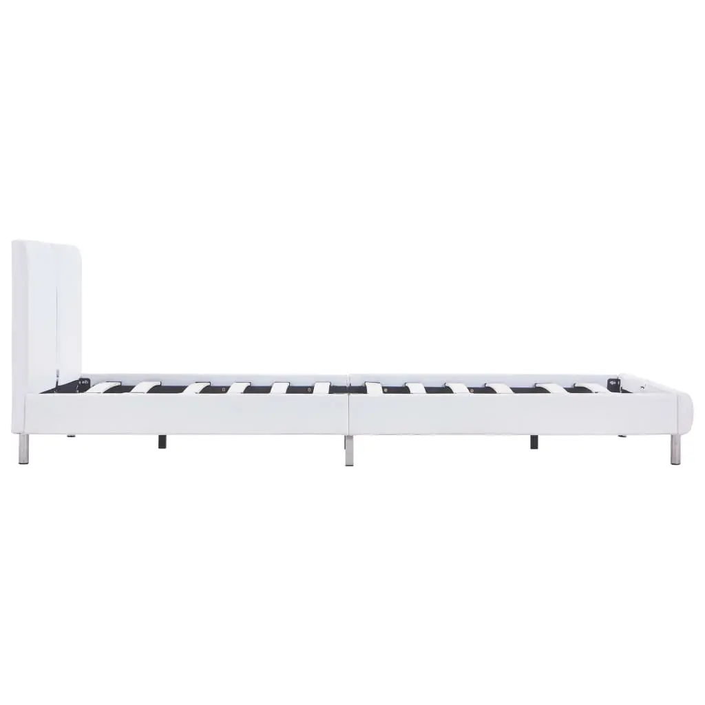vidaXL Bed Frame White Faux Leather King