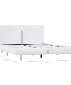 vidaXL Bed Frame White Faux Leather King