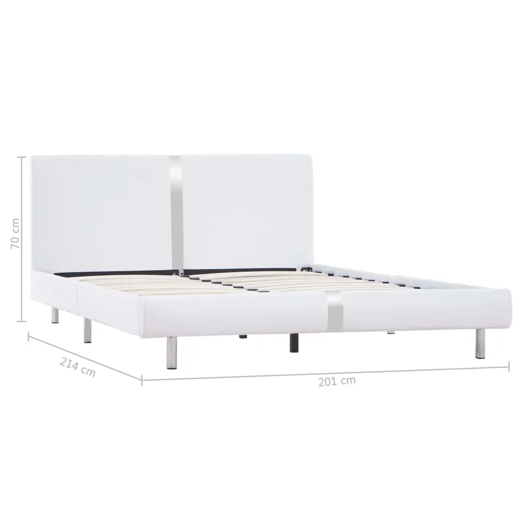 vidaXL Bed Frame White Faux Leather King