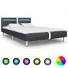 vidaXL Bed Frame with LED Black Faux Leather Double