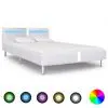 vidaXL Bed Frame with LED White Faux Leather Double