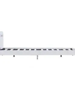 vidaXL Bed Frame with LED White Faux Leather Double