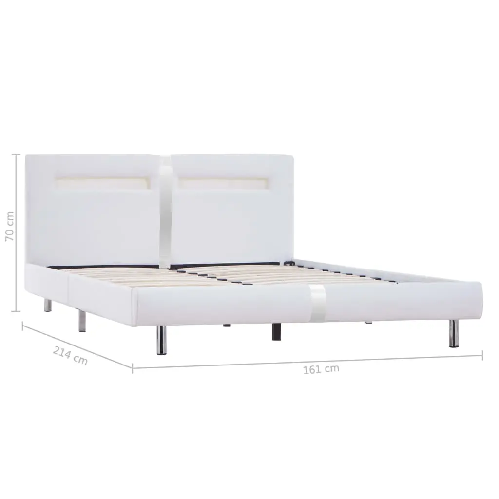 vidaXL Bed Frame with LED White Faux Leather Double