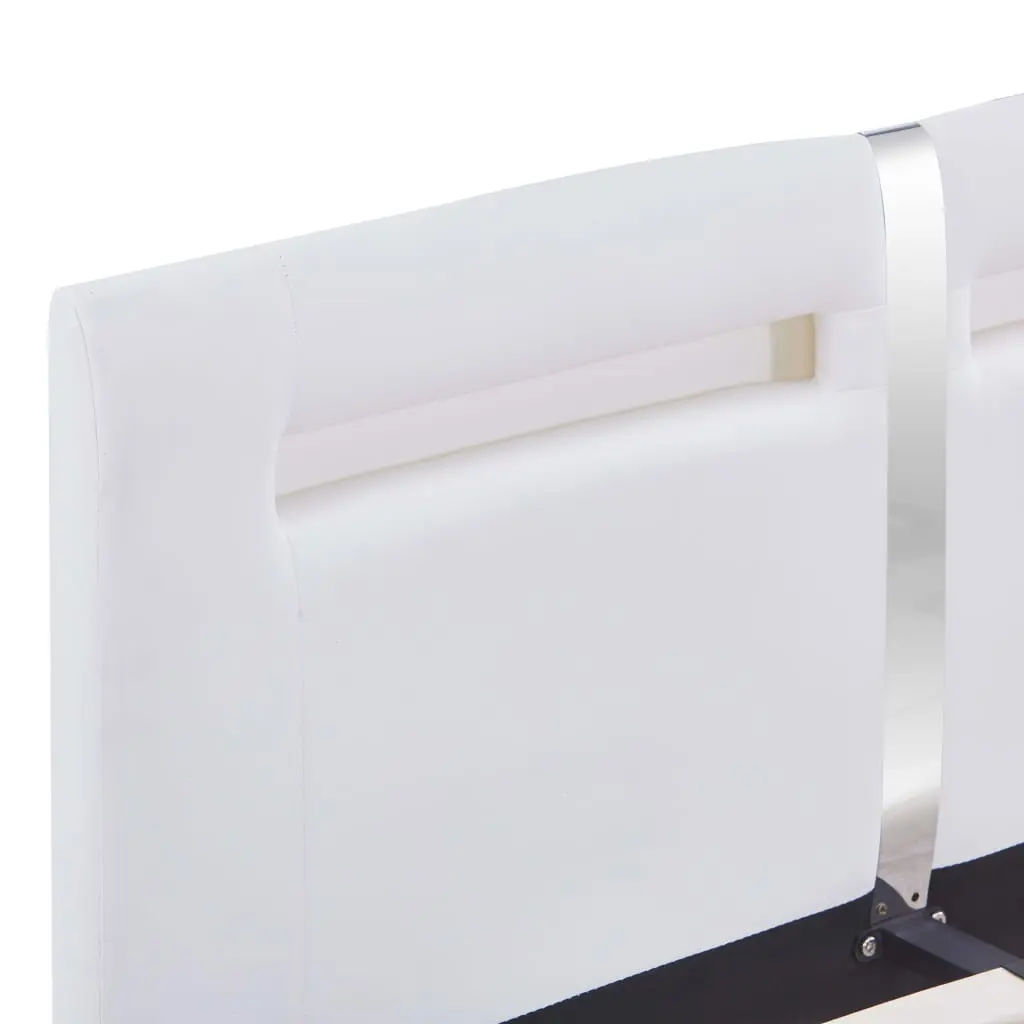 vidaXL Bed Frame with LED White Faux Leather Queen