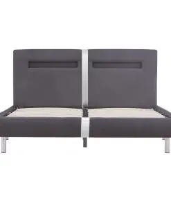 vidaXL Bed Frame with LED Grey Faux Leather Double