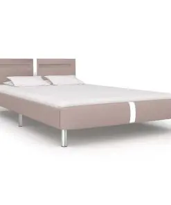 vidaXL Bed Frame with LED Cappuccino Faux Leather Double