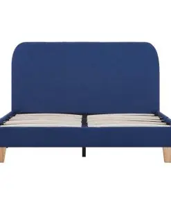 vidaXL Bed Frame Blue Fabric Double