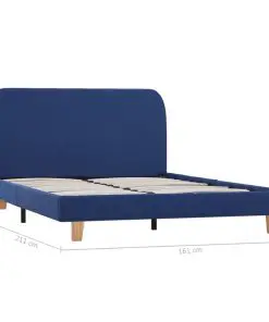 vidaXL Bed Frame Blue Fabric Double