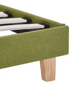 vidaXL Bed Frame Green Fabric King Single