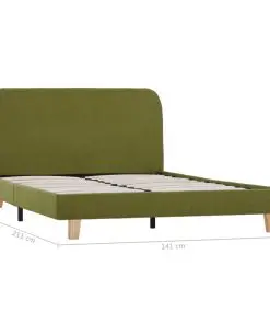 vidaXL Bed Frame Green Fabric King Single