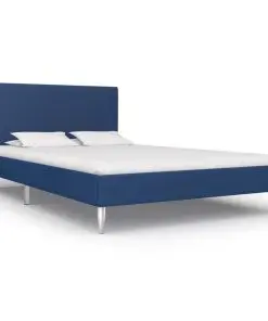 vidaXL Bed Frame Blue Fabric King Single