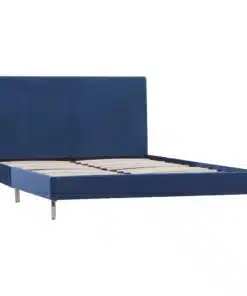vidaXL Bed Frame Blue Fabric Double