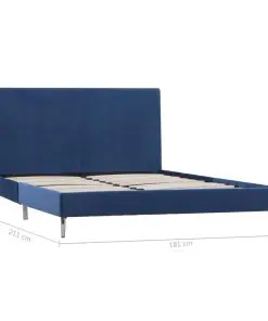 vidaXL Bed Frame Blue Fabric Queen