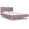 vidaXL Bed Frame Pink Fabric Double