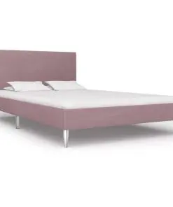 vidaXL Bed Frame Pink Fabric Double
