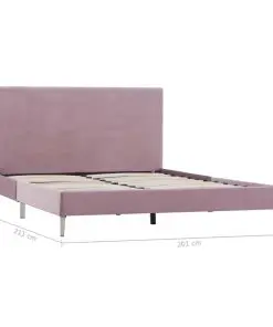 vidaXL Bed Frame Pink Fabric King