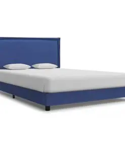vidaXL Bed Frame Blue Fabric King Single
