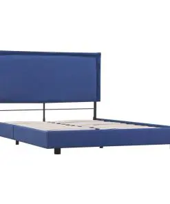 vidaXL Bed Frame Blue Fabric King Single
