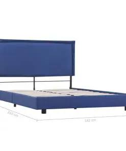 vidaXL Bed Frame Blue Fabric King Single