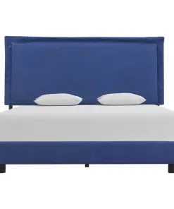 vidaXL Bed Frame Blue Fabric King
