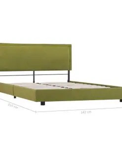 vidaXL Bed Frame Green Fabric King Single
