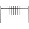 vidaXL Garden Fence with Spear Top Steel 1.7×0.6 m Black