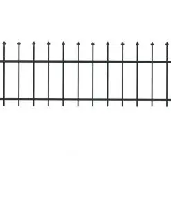 vidaXL Garden Fence with Spear Top Steel 1.7×0.6 m Black