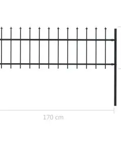 vidaXL Garden Fence with Spear Top Steel 1.7×0.6 m Black