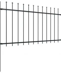 vidaXL Garden Fence with Spear Top Steel 1.7×1 m Black