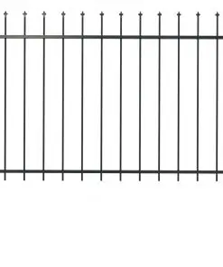 vidaXL Garden Fence with Spear Top Steel 1.7×1.2 m Black