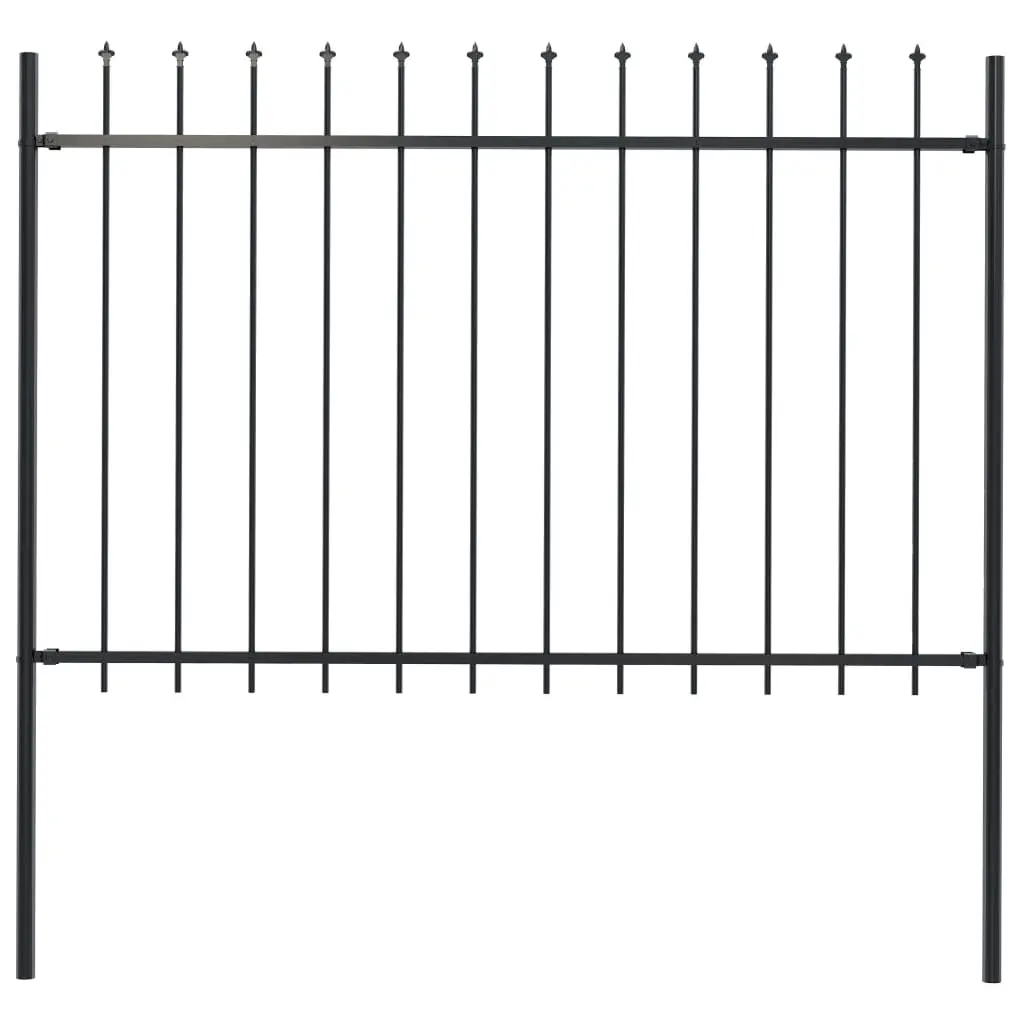 vidaXL Garden Fence with Spear Top Steel 1.7×1.2 m Black