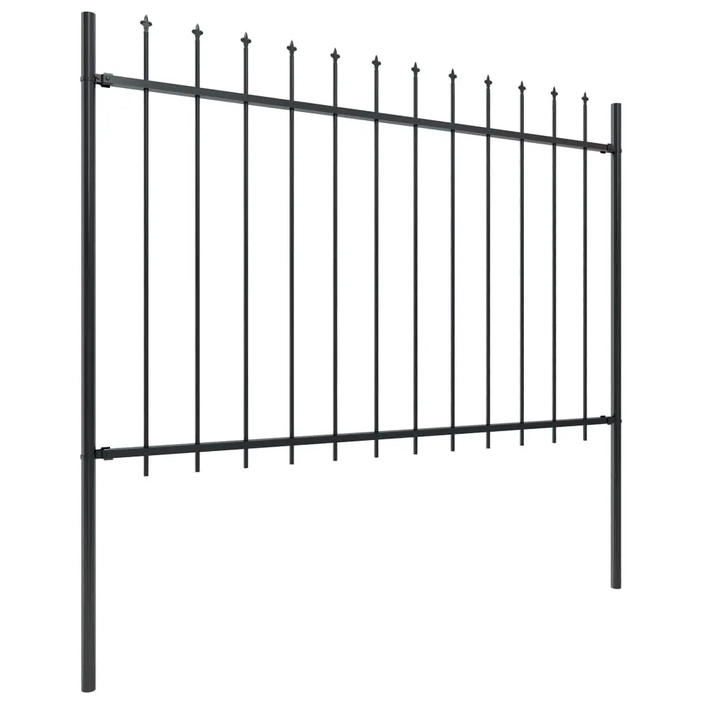 vidaXL Garden Fence with Spear Top Steel 1.7×1.2 m Black
