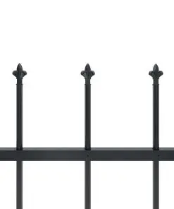 vidaXL Garden Fence with Spear Top Steel 1.7×1.2 m Black