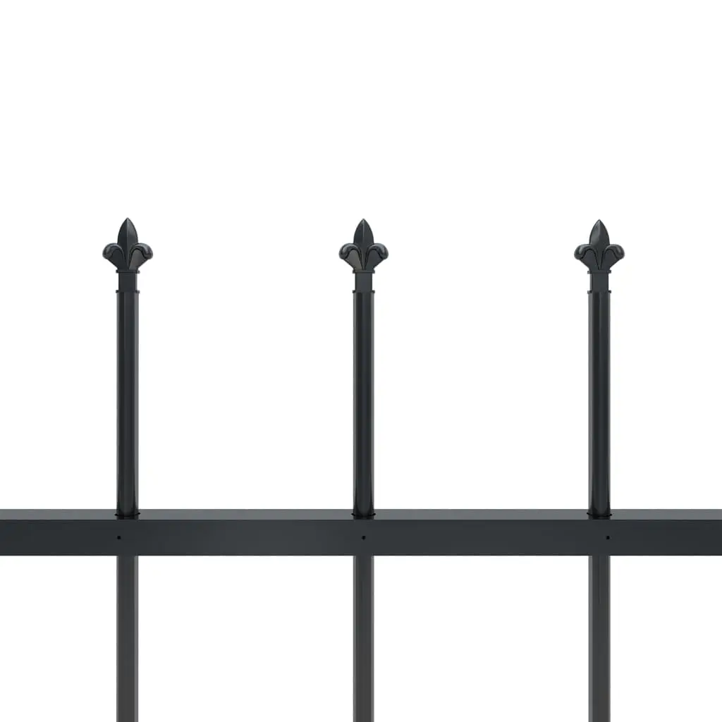 vidaXL Garden Fence with Spear Top Steel 1.7×1.2 m Black