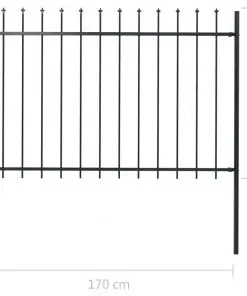 vidaXL Garden Fence with Spear Top Steel 1.7×1.2 m Black