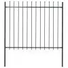 vidaXL Garden Fence with Spear Top Steel 1.7×1.5 m Black