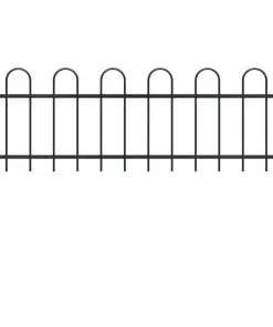 vidaXL Garden Fence with Hoop Top Steel 1.7×0.6 m Black