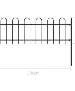 vidaXL Garden Fence with Hoop Top Steel 1.7×0.6 m Black