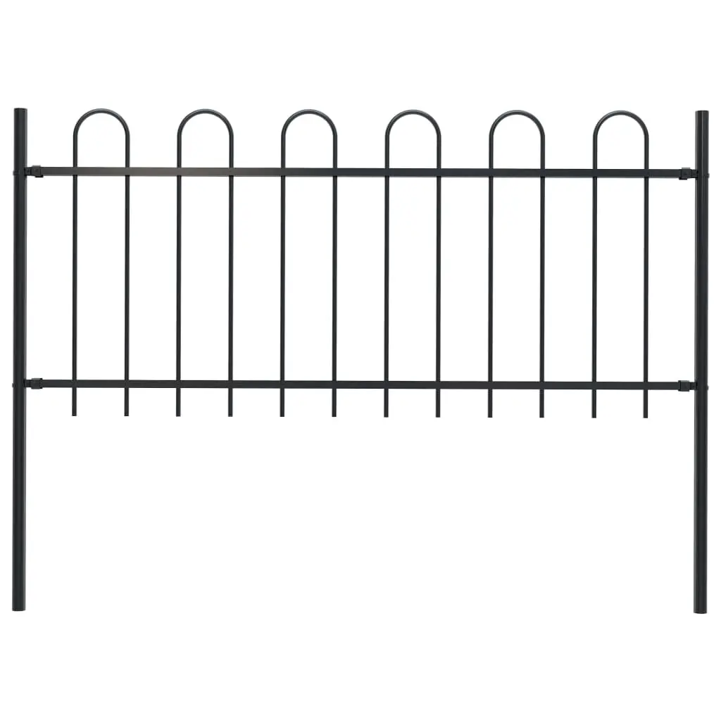 vidaXL Garden Fence with Hoop Top Steel 1.7×0.8 m Black