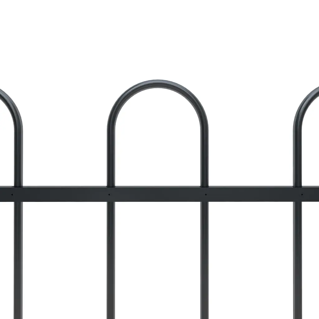 vidaXL Garden Fence with Hoop Top Steel 1.7×0.8 m Black