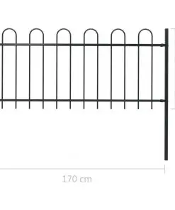 vidaXL Garden Fence with Hoop Top Steel 1.7×1 m Black