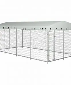 vidaXL Outdoor Dog Kennel with Roof 8x4x2 m