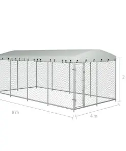 vidaXL Outdoor Dog Kennel with Roof 8x4x2 m