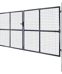 vidaXL Mesh Garden Gate Galvanised Steel 289×150 cm Grey