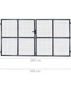 vidaXL Mesh Garden Gate Galvanised Steel 289×150 cm Grey
