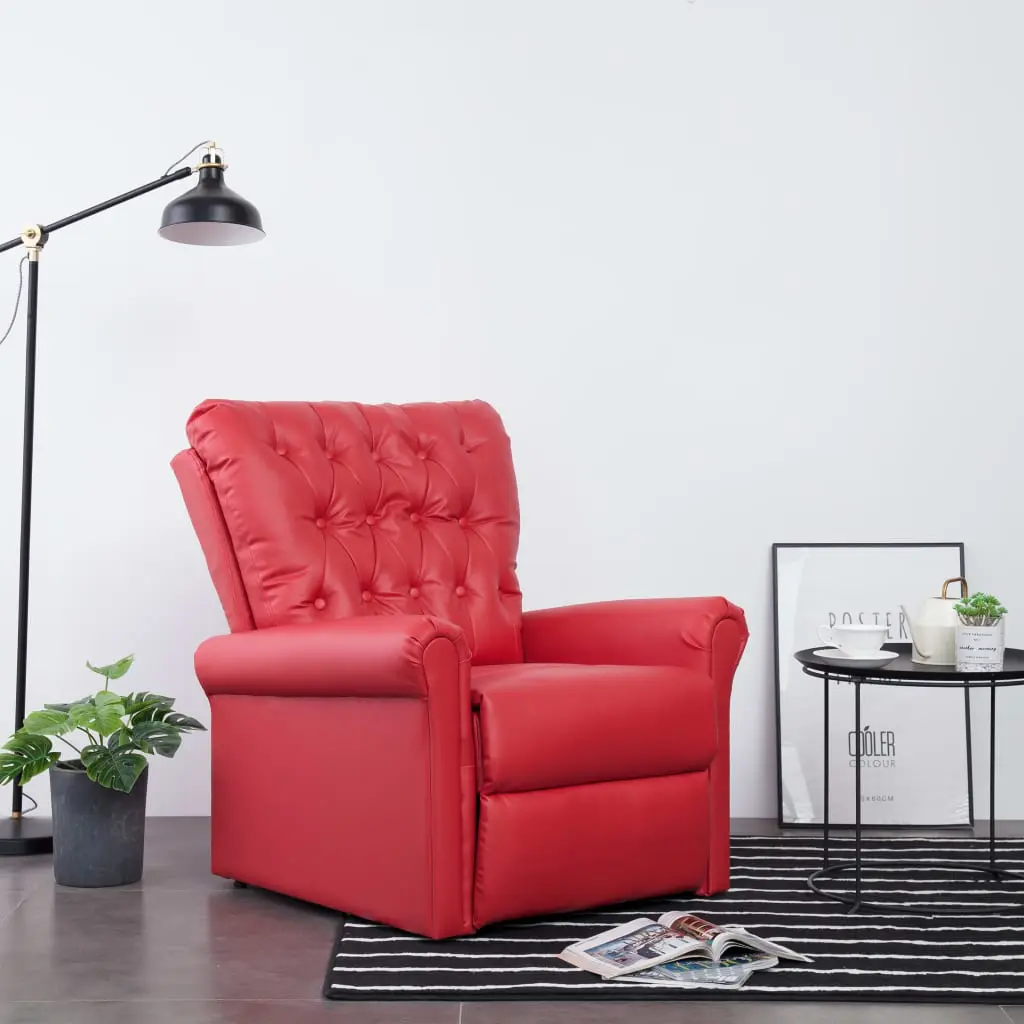 vidaXL Reclining Chair Red Faux Leather