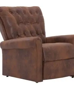 vidaXL Reclining Chair Brown Faux Suede Leather